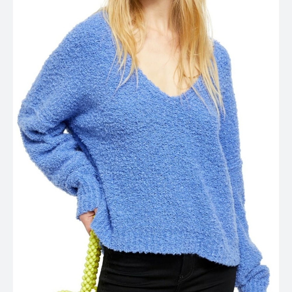 Free People V-Neck Blue Sweater